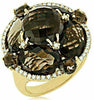 ESTATE LARGE 16.15CT DIAMOND & AAA SMOKY TOPAZ 14KT YELLOW GOLD FLOWER FUN RING