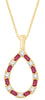 .93CT DIAMOND & AAA RUBY 14KT YELLOW GOLD ROUND & BAGUETTE LOVE FLOATING PENDANT