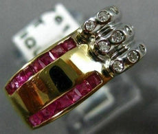 ANTIQUE .47CT DIAMOND & AAA RUBY 14K WHITE & YELLOW GOLD 3D COCKTAIL RING #18761