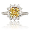 GIA LARGE 2.15CT WHITE & FANCY YELLOW DIAMOND 18KT TWO TONE GOLD ENGAGEMENT RING