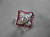 LARGE 1.17CT DIAMOND & AAA RUBY 18KT WHITE GOLD ENGAGEMENT RING 28179