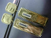 ESTATE LARGE .45CT DIAMOND 14KT TWO TONE GOLD HANGING HAMMERED CLIP ON EARRINGS