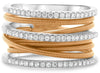 ESTATE WIDE .35CT DIAMOND 14K WHITE & ROSE GOLD MULTI ROW CRISS CROSS COIL RING