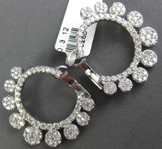 3.12CT DIAMOND 14KT WHITE GOLD 3D MULTI FLOWER CIRCULAR CLIP ON HANGING EARRINGS
