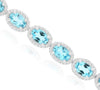 11.90CT DIAMOND AAA BLUE TOPAZ 14K WHITE GOLD OVAL ETERNITY HALO TENNIS BRACELET