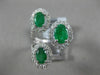 ESTATE 2.93CT DIAMOND & AAA EMERALD 14KT WHITE GOLD 3D OVAL 3 STONE TENSION RING
