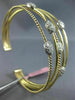 ESTATE WIDE 1.12CT DIAMOND 14KT TRI COLOR GOLD OVAL CLUSTER ROPE BANGLE BRACELET