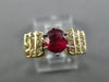 1.15CT DIAMOND & AAA RUBY 14K YELLOW GOLD 6 PRONG PYRAMID ENGAGEMENT RING #27643