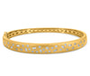 WIDE .87CT DIAMOND 14KT YELLOW GOLD ROUND & BAGUETTE ETOILE CUFF BANGLE BRACELET