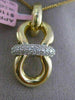 ESTATE LARGE .40CT DIAMOND 14K WHITE & YELLOW GOLD 3D PAVE BOW LOVE KNOT PENDANT