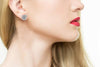 ESTATE .99CT DIAMOND 14KT WHITE GOLD 3D ROUND ROSE FLOWER CLIP ON STUD EARRINGS