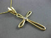 ANTIQUE .12CT DIAMOND 14KT YELLOW GOLD SOLITAIRE CROSS PENDANT & CHAIN #480