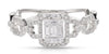 ESTATE .35CT DIAMOND 14K WHITE GOLD ROUND & BAGUETTE CLUSTER INVISIBLE LOVE RING