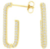 1.0CT DIAMOND 14KT YELLOW GOLD 3D OVAL INSIDE OUT UMBRELLA HOOP HANGING EARRINGS