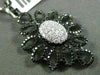 ESTATE LARGE 1.33CT DIAMOND 14KT WHITE GOLD ELONGATED FLOWER FLOATING PENDANT