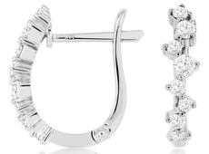 .46CT DIAMOND 14KT WHITE GOLD 3D ROUND SWIRL HUGGIE LEVERBACK HANGING EARRINGS