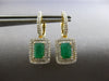2.2CT DIAMOND & AAA EMERALD 14KT 2 TONE GOLD 3D SQUARE LEVERBACK EARRINGS #28137