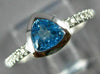 ESTATE .65CT DIAMOND & AAA TRILLION CUT BLUE TOPAZ 14K WHITE GOLD BEZEL FUN RING
