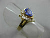 ESTATE 1.33CT DIAMOND & AAA PEAR TANZANITE 14K YELLOW GOLD 3D COCKTAIL RING 9787