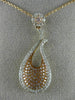 ESTATE .95CT WHITE & PINK DIAMOND 18K WHITE & ROSE GOLD FLOWER TEAR DROP PENDANT