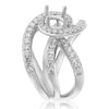 ESTATE .95CT DIAMOND 14KT WHITE GOLD ROUND MULTI ROW SEMI MOUNT ENGAGEMENT RING