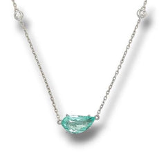 1.85CT DIAMOND & AAA PARAIBA TOURMALINE 18KT WHITE GOLD 3D BY THE YARD NECKLACE