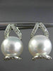 ESTATE LARGE .4CT DIAMOND & AAA SOUTH SEA PEARLS 18K WHITE GOLD HANGING EARRINGS