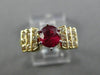 1.15CT DIAMOND & AAA RUBY 14K YELLOW GOLD 6 PRONG PYRAMID ENGAGEMENT RING #27643