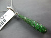 LARGE 11.46CT DIAMOND & AAA TSAVORITE 18K WHITE GOLD ELONGATED TEAR DROP PENDANT