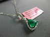 ESTATE 1.83CT DIAMONDS & AAA EMERALD 18K WHITE GOLD 3D TRILLION FLOATING PENDANT