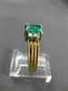 ESTATE .91CT DIAMOND & EMERALD 14KT YELLOW GOLD RECTANGLE ENGAGEMENT RING #19177