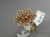 ESTATE LARGE .68CT DIAMOND 14KT ROSE GOLD 3D FLOWER STAR ETOILE FILIGREE RING