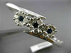 ESTATE WIDE 2.60CT DIAMOND & SAPPHIRE 14KT WHITE GOLD 3 FLOWER BANGLE BRACELET