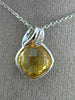 ESTATE 2.91CT DIAMOND & AAA CITRINE 14KT WHITE GOLD SQUARE LEAF FLOATING PENDANT