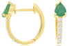 .82CT DIAMOND & AAA EMERALD 14KT YELLOW GOLD PEAR SHAPE & ROUND HUGGIE EARRINGS