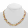 ESTATE WIDE 2.89CT DIAMOND 14KT TRI COLOR GOLD 3D FLOWER LEAF BUTTERFLY NECKLACE