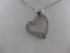 ESTATE 1CTW DIAMOND OPEN HANGING HEART 14K WHITE GOLD PENDANT + CHAIN