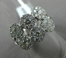 ESTATE WIDE 1.24CT DIAMOND 18KT WHITE GOLD 3D MULTI FLOWER FILIGREE FUN RING VVS