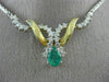 ANTIQUE 1.95CT DIAMOND & AAA EMERALD 14K WHITE & YELLOW GOLD SWIRL NECKLACE 6871