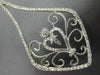 ESTATE LARGE 1.30CT DIAMOND 14KT WHITE GOLD 3D HEART FILIGREE HANGING EARRINGS