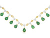 2.15CT DIAMOND & AAA EMERALD 14K 2 TONE GOLD PEAR SHAPE FLOATING TENNIS NECKLACE