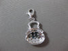 ANTIQUE LARGE DIAMOND 14KT WHITE GOLD 3D PURSE PENDANT / CHARM BRACELET #15724
