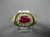 ESTATE 1.20CT DIAMOND & AAA RUBY 14K YELLOW GOLD 3D OVAL BEZEL CLASSIC MENS RING
