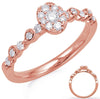 ESTATE .32CT DIAMOND 14KT ROSE GOLD 3D ROUND CLUSTER OVAL FLOWER FRIENDSHIP RING