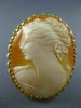 ESTATE LARGE 14KT YELLOW GOLD CLASSIC OLD MINE LADY CAMEO PENDANT BROOCH #20164