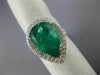 ESTATE EXTRA LARGE 8.39CT DIAMOND & AAA EMERALD 18KT WHITE GOLD ENGAGEMENT RING
