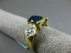 ESTATE WIDE .80CT DIAMOND & AAA SAPPHIRE 14KT 2 TONE GOLD SEMI BEZEL FLOWER RING