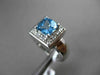 ESTATE 1.55CT DIAMOND & AAA BLUE TOPAZ 14KT WHITE GOLD CLASSIC SQUARE HALO RING