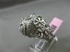 ESTATE MASSIVE .25CT DIAMOND 14KT WHITE GOLD 3D OPEN FILIGREE FLOWER LEAF RING