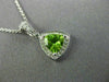 ESTATE .90CT DIAMOND & AAA PERIDOT 14K WHITE GOLD TRILLION HALO FLOATING PENDANT